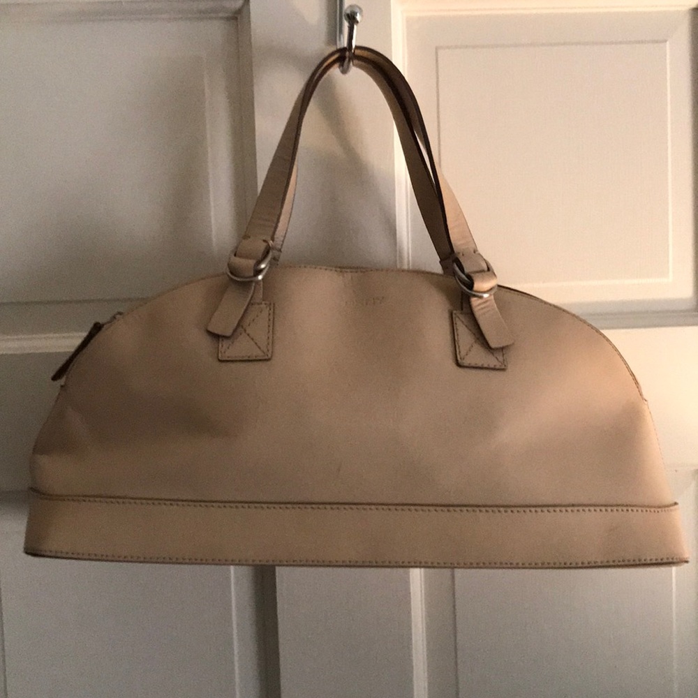 Creamy Taupe Leather DKNY Handbag